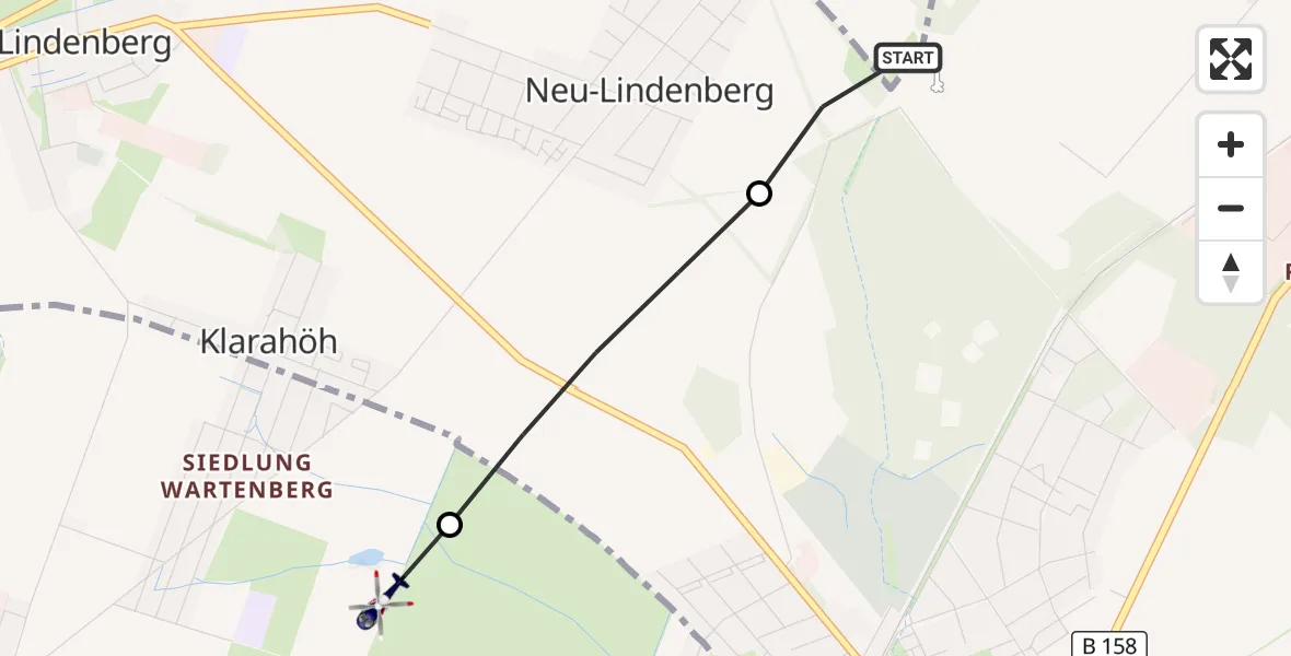 Flugroute Polizeihubschrauber Ahrensfelde Hubschrauberlandeplatz - Berlin, 13 Oktober 2026, 22:32