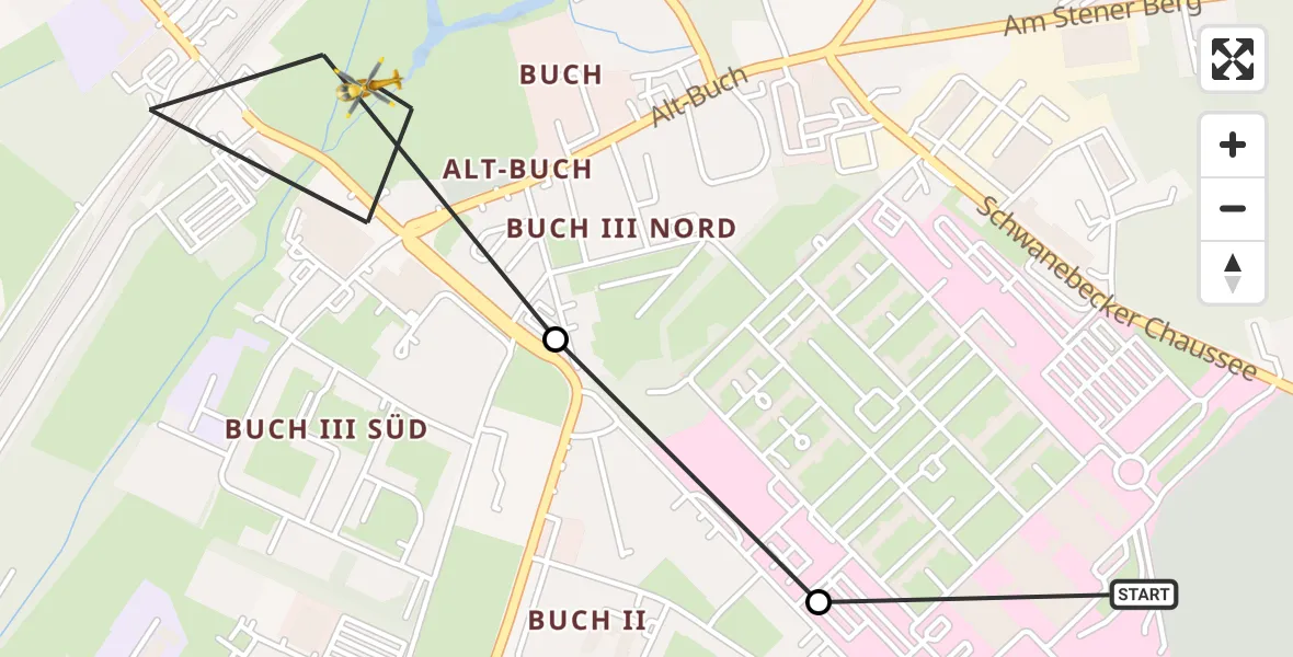 Flugroute Rettungshubschrauber Helios Clinic Berlin-Buch - Berlin, 14 Oktober 2026, 06:02