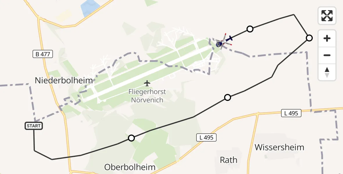 Flugroute Polizeihubschrauber Nörvenich - Kerpen, 14 Oktober 2026, 09:01