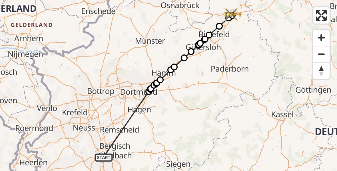 Flugroute Rettungshubschrauber Köln - Bad Oeynhausen, 14 Oktober 2026, 09:43