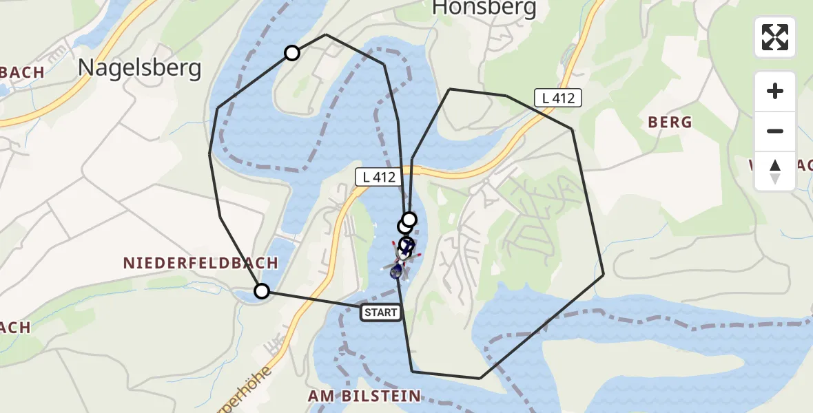 Flugroute Polizeihubschrauber Radevormwald - Radevormwald, 14 Oktober 2026, 10:14