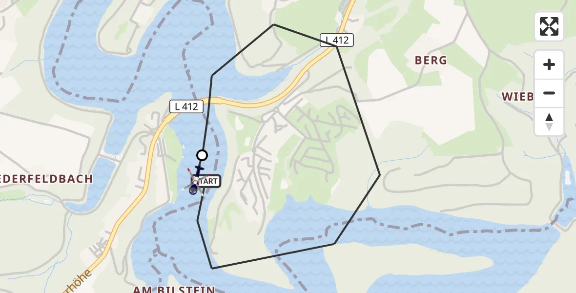 Flugroute Polizeihubschrauber Radevormwald - Radevormwald, 14 Oktober 2026, 10:28