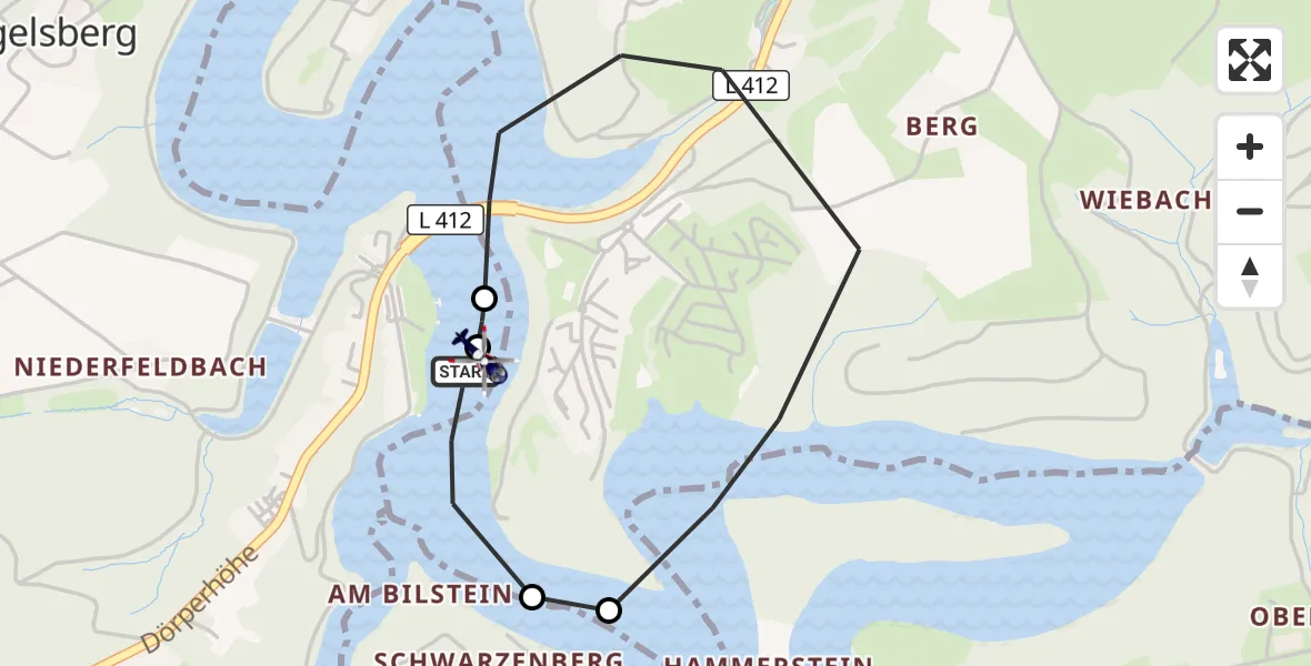 Flugroute Polizeihubschrauber Radevormwald - Radevormwald, 14 Oktober 2026, 10:31
