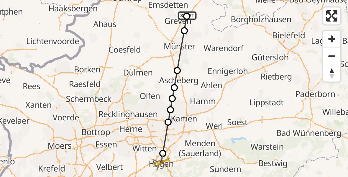 Flugroute Ambulanzhubschrauber Christoph  Westfalen-ADAC - Hagen, 14 Oktober 2026, 11:02
