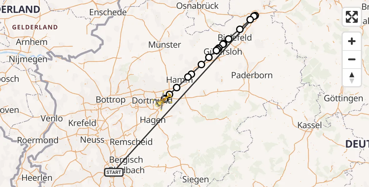 Flugroute Rettungshubschrauber Köln - Dortmund Flughafen, 14 Oktober 2026, 11:04