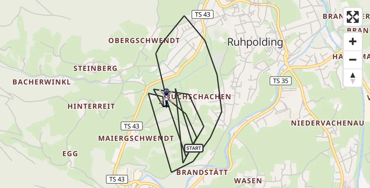 Flugroute Polizeihubschrauber Ruhpolding - Ruhpolding, 14 Oktober 2026, 11:11