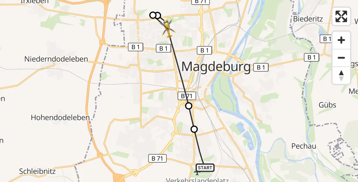Flugroute Rettungshubschrauber Magdeburg - Magdeburg, 14 Oktober 2026, 11:17