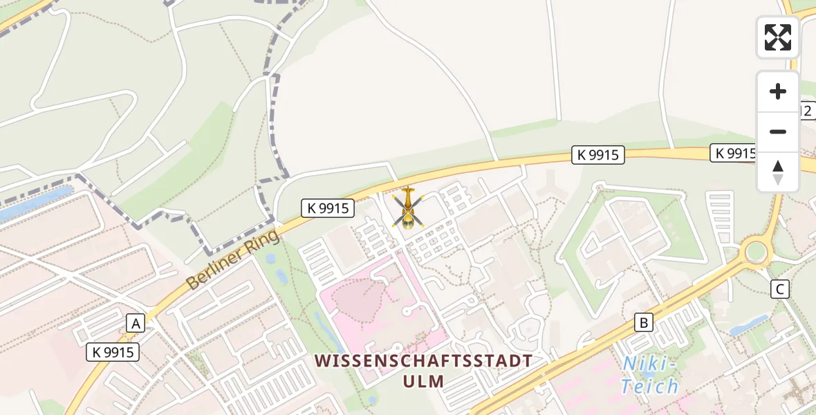 Flugroute Rettungshubschrauber Ulm Military Hospital Emergency - Ulm Military Hospital Emergency, 14 Oktober 2026, 12:10