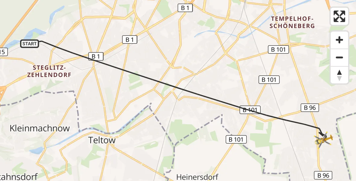 Flugroute Rettungshubschrauber Berlin - Berlin, 14 Oktober 2026, 12:20