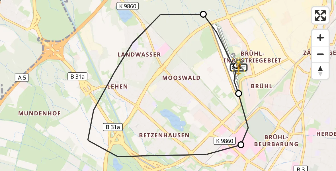 Flugroute Ambulanzhubschrauber Freiburg im Breisgau Flugplatz - Freiburg im Breisgau Flugplatz, 14 Oktober 2026, 12:23