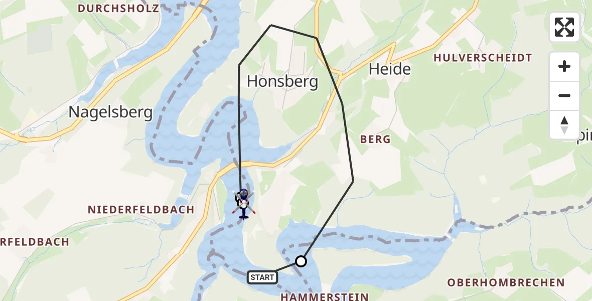 Flugroute Polizeihubschrauber Hückeswagen - Radevormwald, 14 Oktober 2026, 12:28