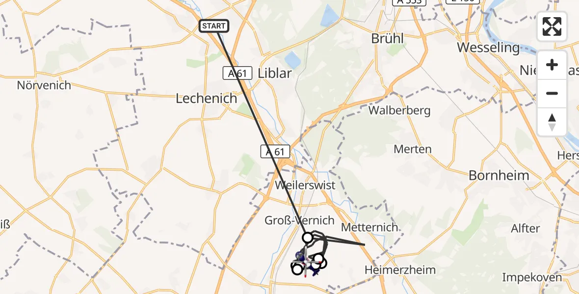Flugroute Polizeihubschrauber Erftstadt - Weilerswist, 14 Oktober 2026, 12:36