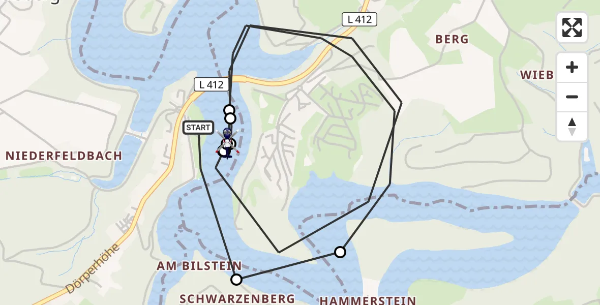 Flugroute Polizeihubschrauber Remscheid - Remscheid, 14 Oktober 2026, 12:38