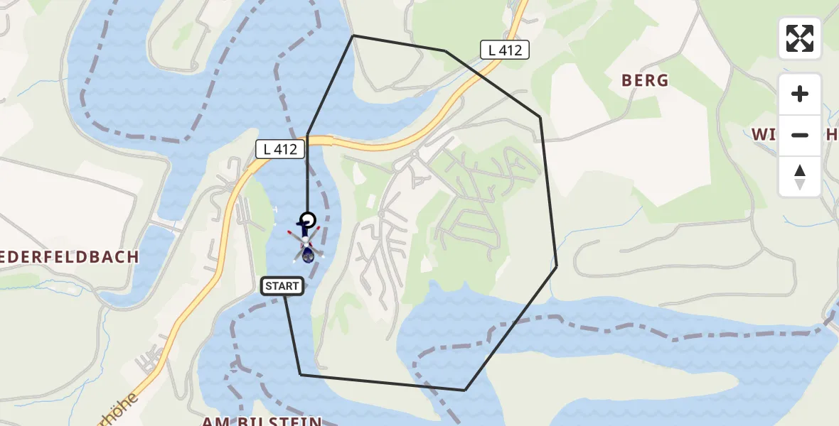 Flugroute Polizeihubschrauber Radevormwald - Radevormwald, 14 Oktober 2026, 12:53