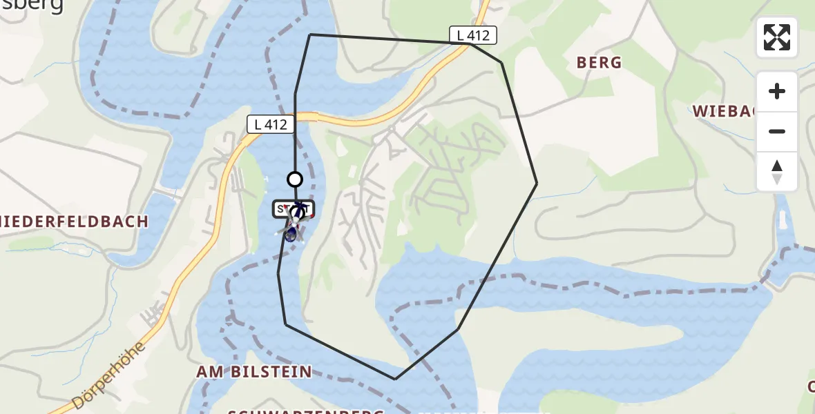 Flugroute Polizeihubschrauber Radevormwald - Radevormwald, 14 Oktober 2026, 12:55