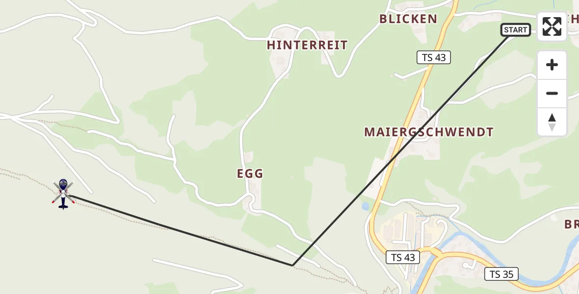 Flugroute Polizeihubschrauber Ruhpolding - Ruhpolding, 14 Oktober 2026, 13:18