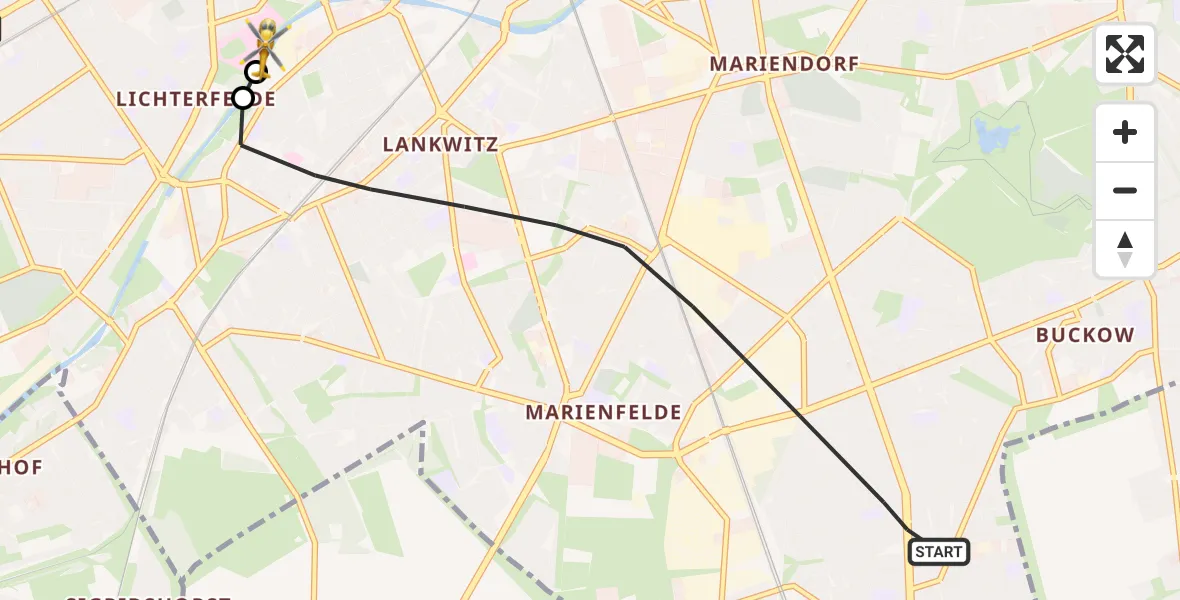 Flugroute Rettungshubschrauber Berlin - Charité Clinic Benjamin Franklin Campus, 14 Oktober 2026, 13:21