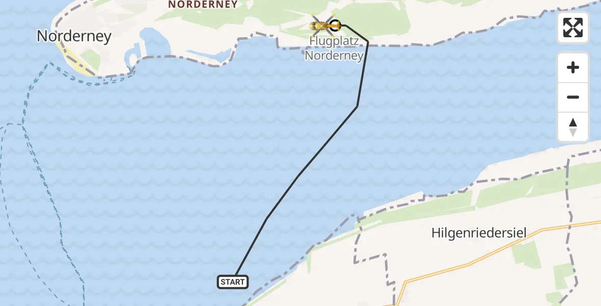 Flugroute Ambulanzhubschrauber Noordzee - Norderney Flughafen, 14 Oktober 2026, 13:24