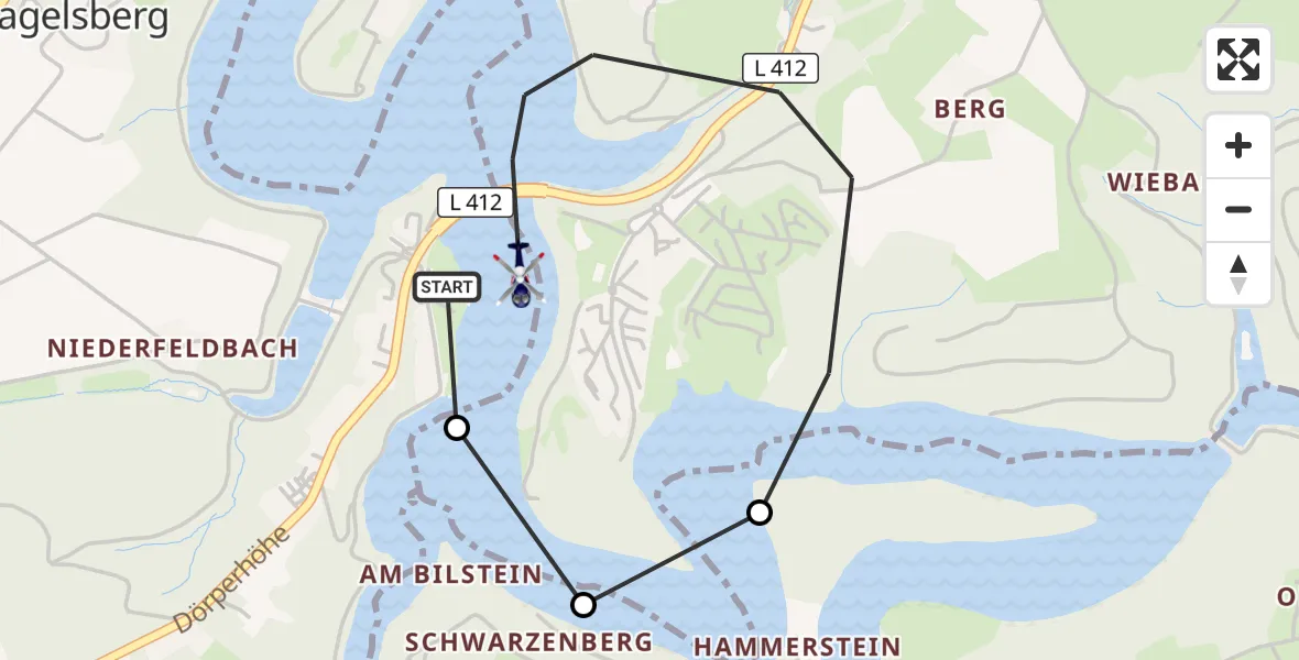 Flugroute Polizeihubschrauber Remscheid - Remscheid, 14 Oktober 2026, 13:28