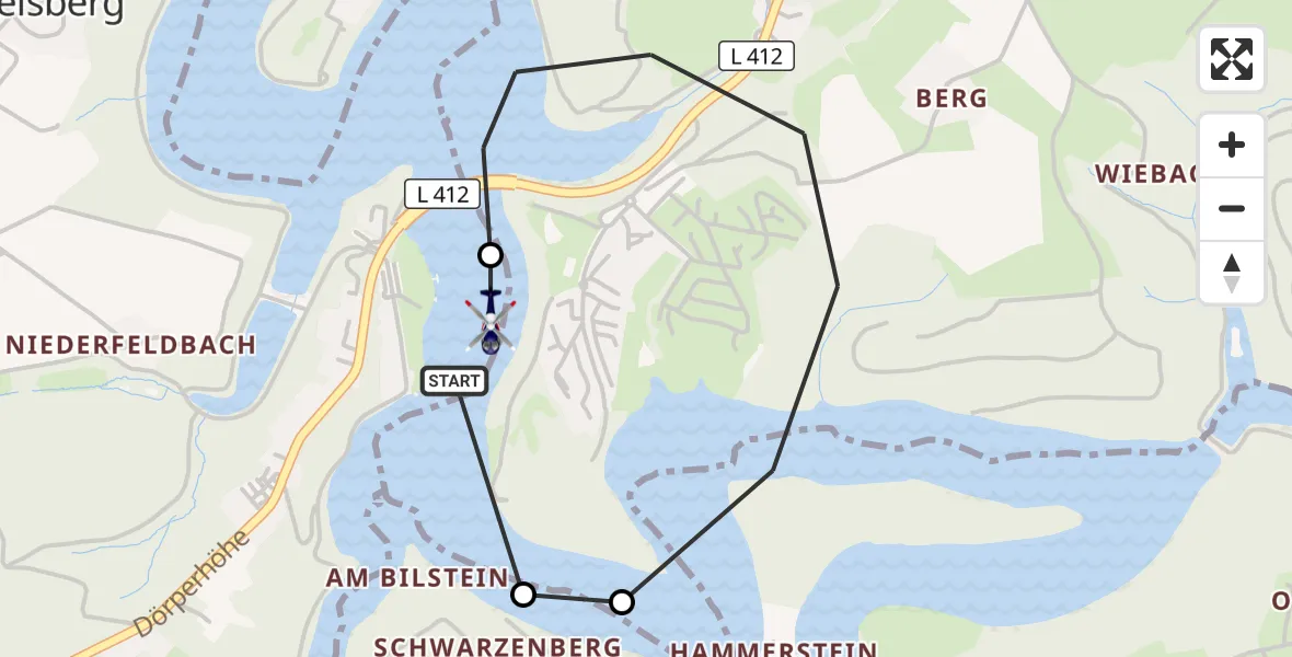 Flugroute Polizeihubschrauber Radevormwald - Radevormwald, 14 Oktober 2026, 13:34