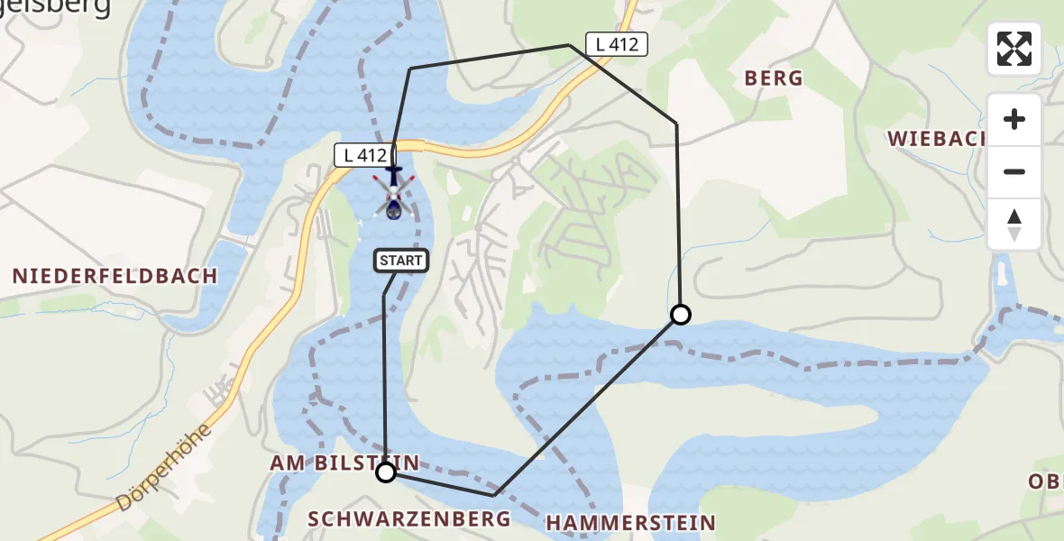 Flugroute Polizeihubschrauber Radevormwald - Radevormwald, 14 Oktober 2026, 13:37