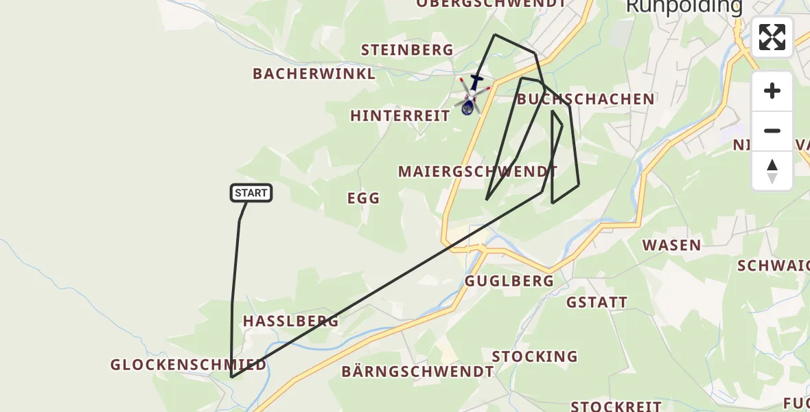 Flugroute Polizeihubschrauber Ruhpolding - Ruhpolding, 14 Oktober 2026, 13:57
