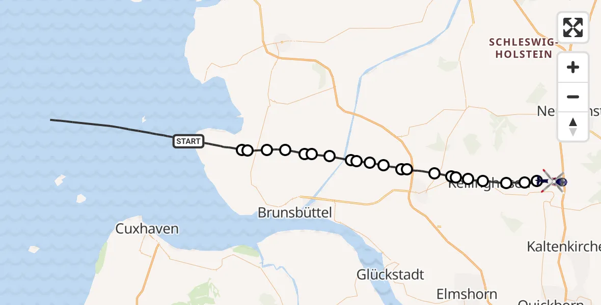 Flugroute Polizeihubschrauber Friedrichskoog - Wiemersdorf, 14 Oktober 2026, 14:01