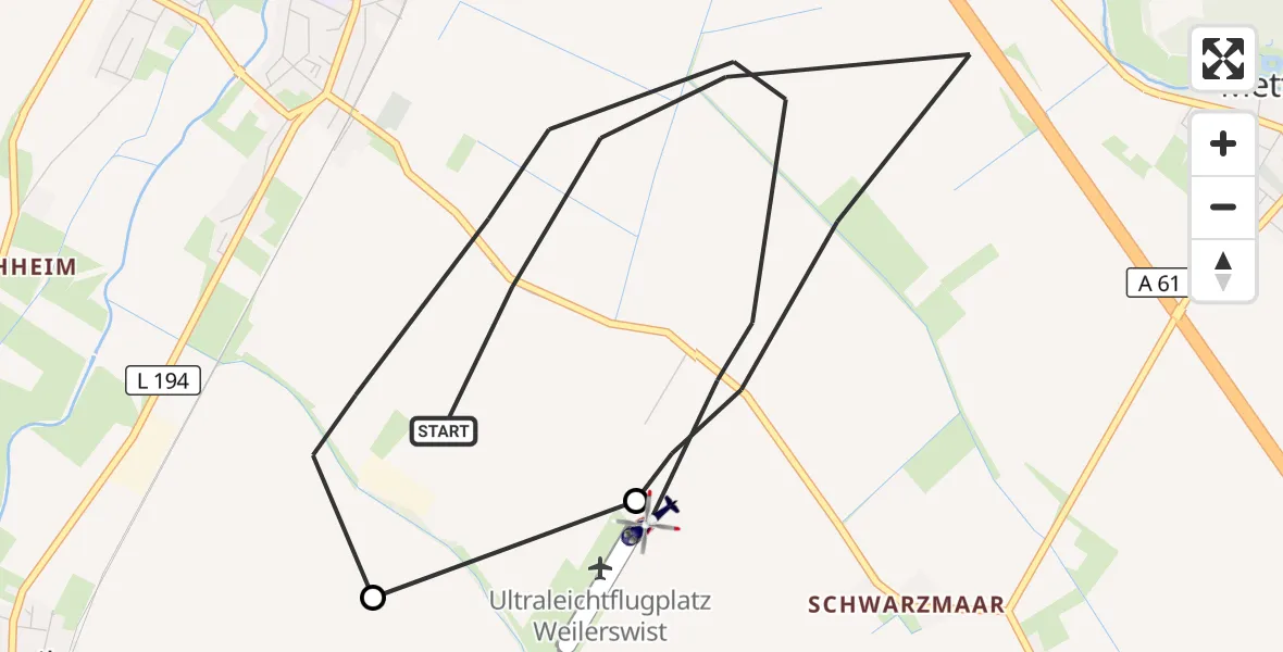 Flugroute Polizeihubschrauber Weilerswist - Weilerswist UL, 14 Oktober 2026, 14:27