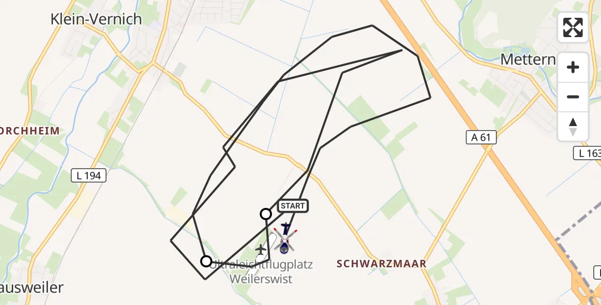 Flugroute Polizeihubschrauber Weilerswist - Weilerswist UL, 14 Oktober 2026, 14:36