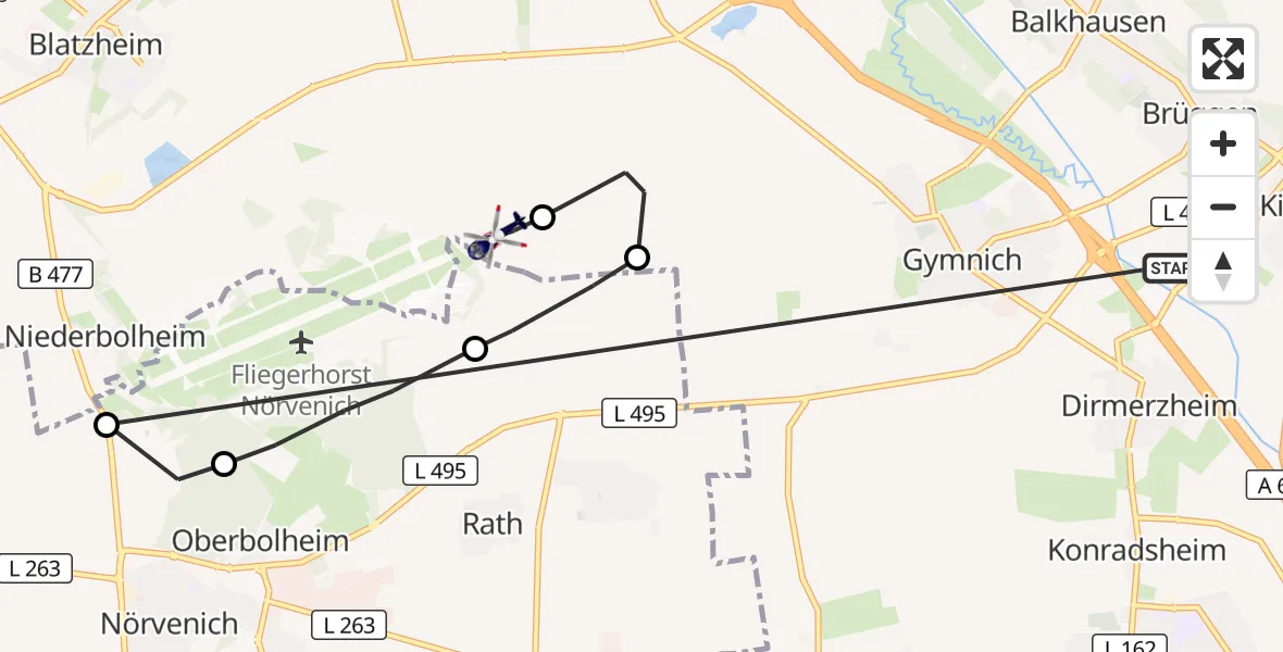 Flugroute Polizeihubschrauber Erftstadt - Kerpen, 14 Oktober 2026, 14:42