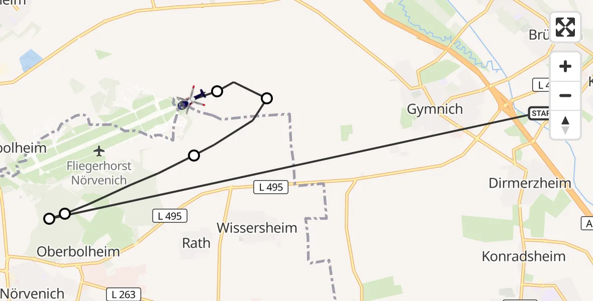 Flugroute Polizeihubschrauber Erftstadt - Kerpen, 14 Oktober 2026, 14:46