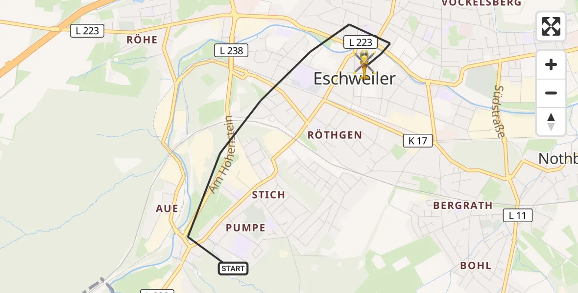 Flugroute Rettungshubschrauber Eschweiler - Eschweiler, 14 Oktober 2026, 14:47