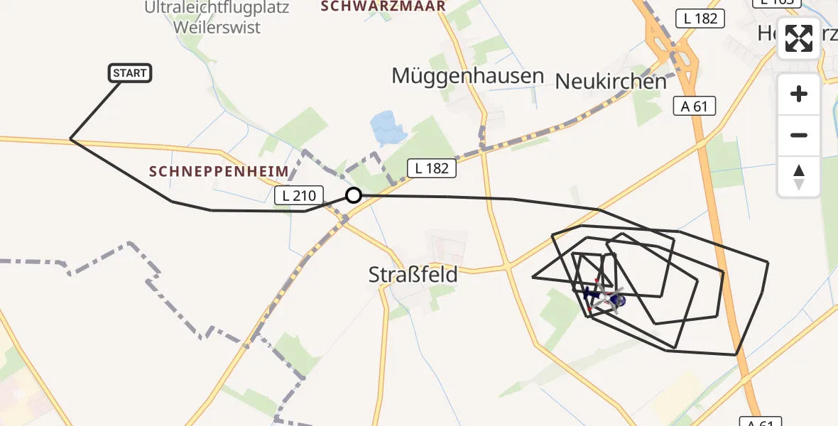 Flugroute Polizeihubschrauber Weilerswist - Swisttal, 14 Oktober 2026, 14:57