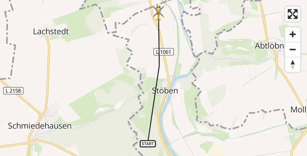Flugroute Rettungshubschrauber Dornburg-Camburg - Dornburg-Camburg, 14 Oktober 2026, 15:16