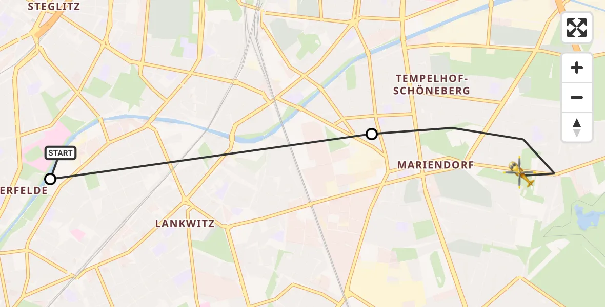 Flugroute Rettungshubschrauber Charité Clinic Benjamin Franklin Campus - Berlin, 14 Oktober 2026, 15:48