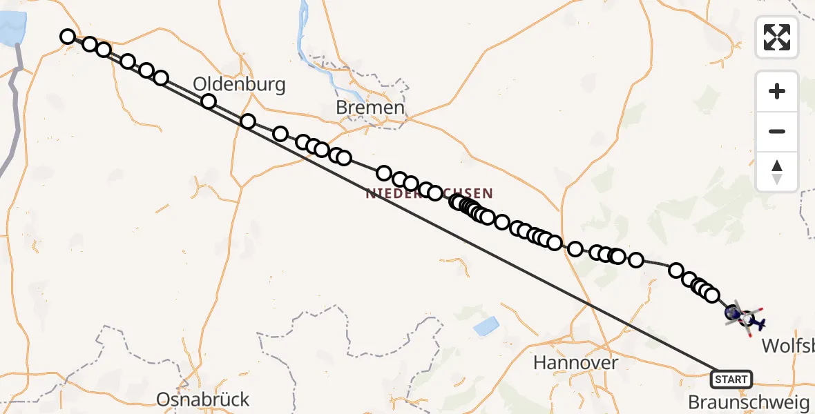 Flugroute Polizeihubschrauber Schwülper - Gifhorn Bundespolizei Hubschrauberlandeplatz, 14 Oktober 2026, 15:50
