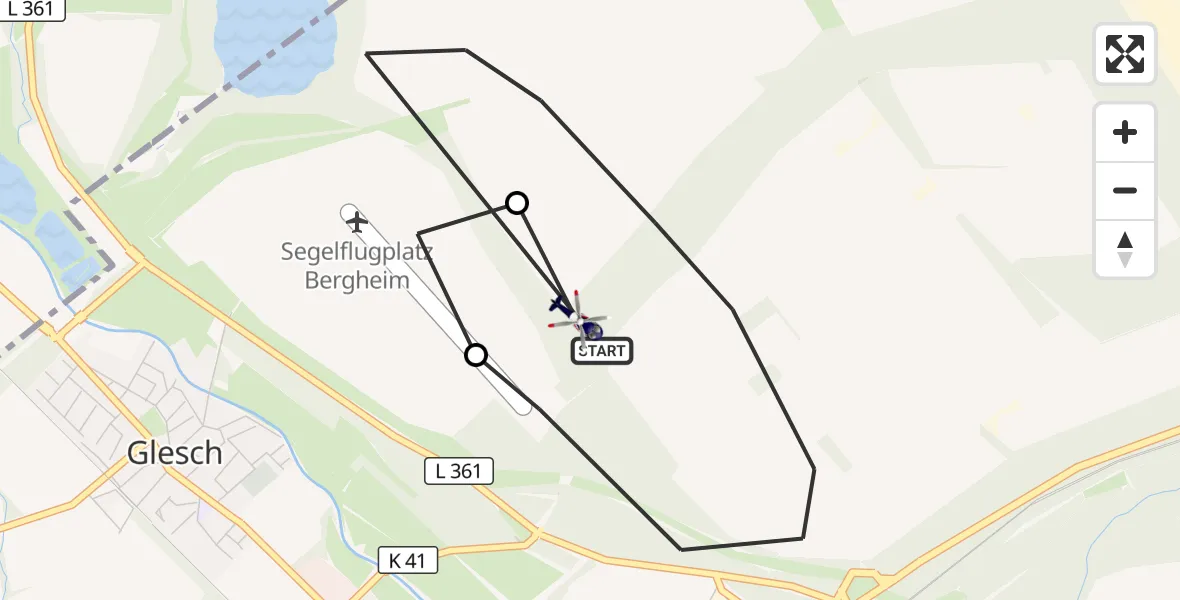 Flugroute Polizeihubschrauber Bergheim - Bergheim, 14 Oktober 2026, 15:57