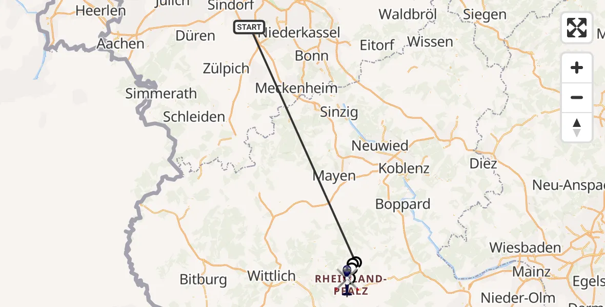 Flugroute Polizeihubschrauber Erftstadt - Würrich, 14 Oktober 2026, 18:15