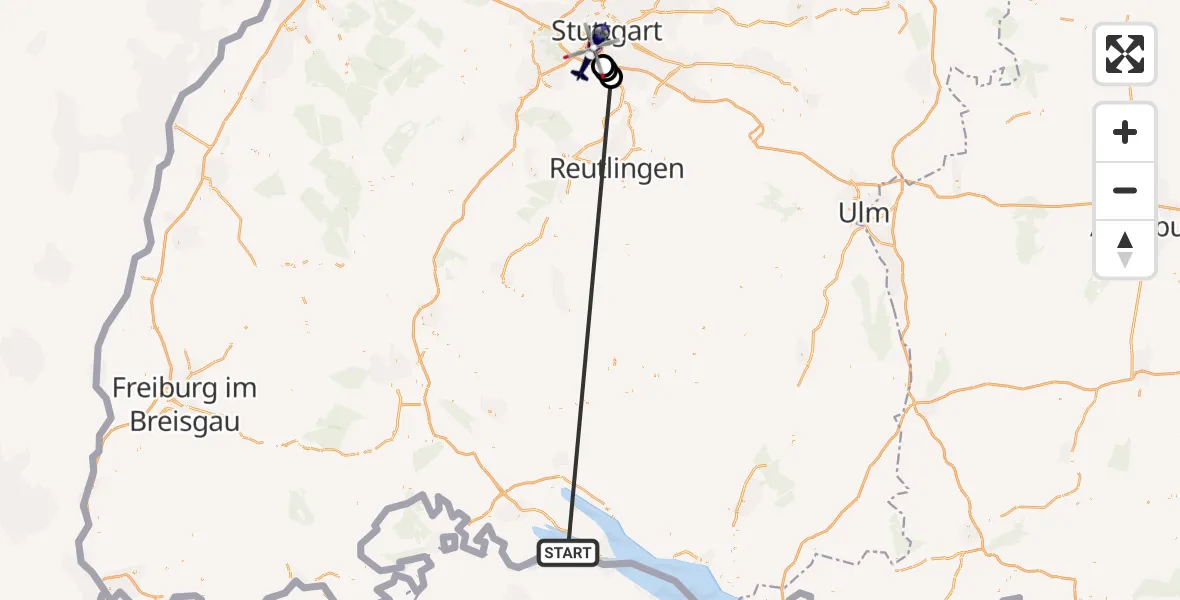 Flugroute Polizeihubschrauber Reichenau - Stuttgart, 15 Oktober 2026, 07:02
