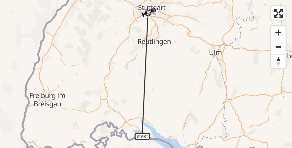 Flugroute Polizeihubschrauber Reichenau - Stuttgart, 15 Oktober 2026, 07:25
