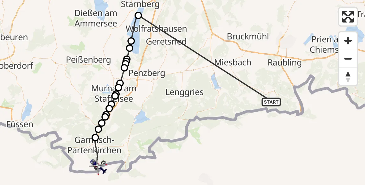 Flugroute Polizeihubschrauber Kiefersfelden - Garmisch-Partenkirchen, 15 Oktober 2026, 07:36