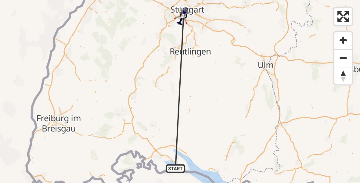 Flugroute Polizeihubschrauber Reichenau - Stuttgart, 15 Oktober 2026, 08:01