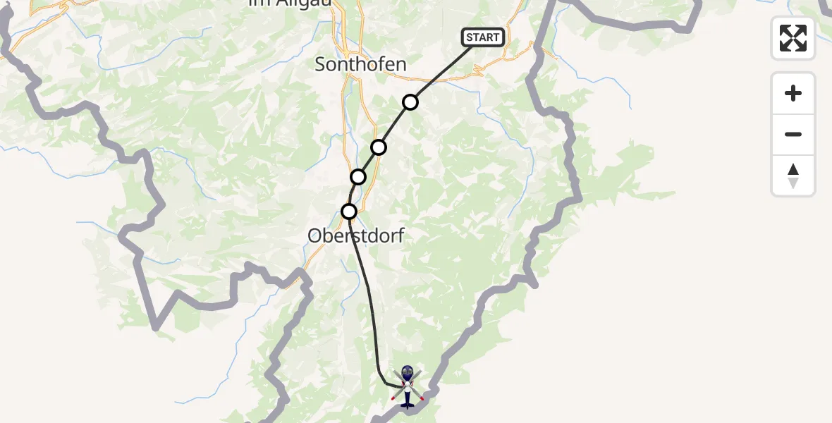 Flugroute Polizeihubschrauber Bad Hindelang - Oberstdorf, 15 Oktober 2026, 08:04