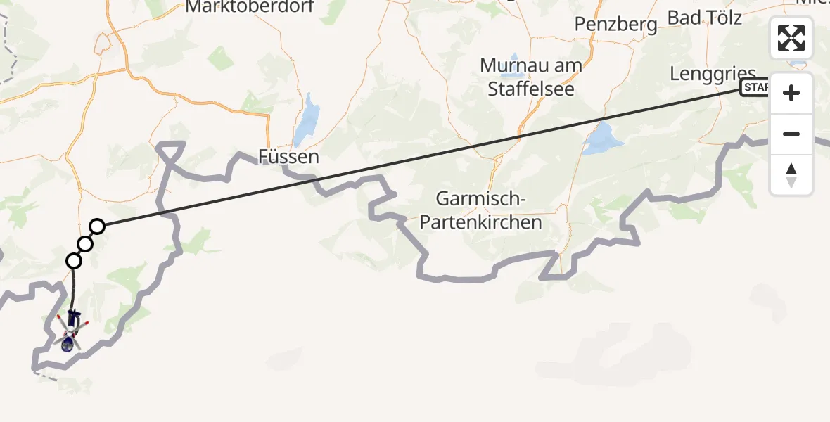 Flugroute Polizeihubschrauber Kreuth - Oberstdorf, 15 Oktober 2026, 08:07
