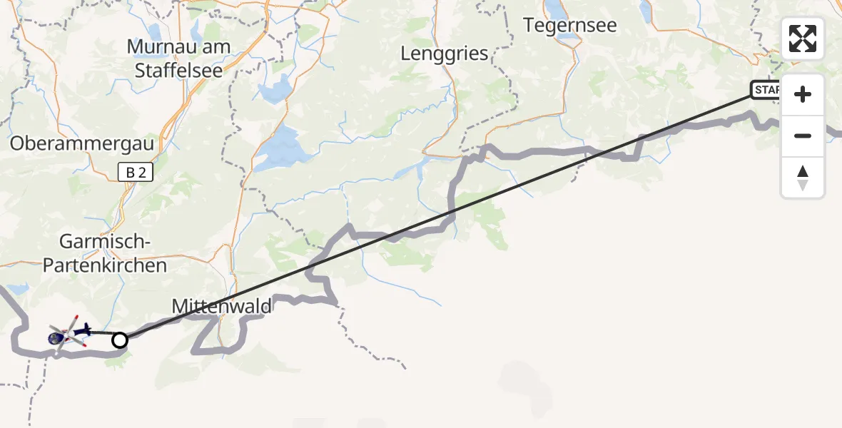 Flugroute Polizeihubschrauber Kiefersfelden - Garmisch-Partenkirchen, 15 Oktober 2026, 08:10