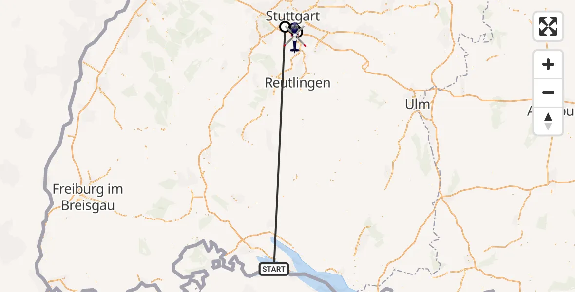 Flugroute Polizeihubschrauber Reichenau - Flughafen Stuttgart, 15 Oktober 2026, 08:18