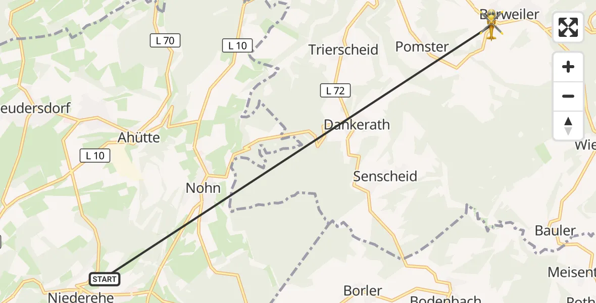 Flugroute Ambulanzhubschrauber Üxheim - Barweiler, 15 Oktober 2026, 08:30