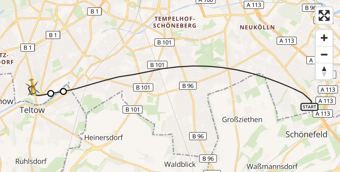 Flugroute Rettungshubschrauber Berlin - Berlin, 15 Oktober 2026, 08:39