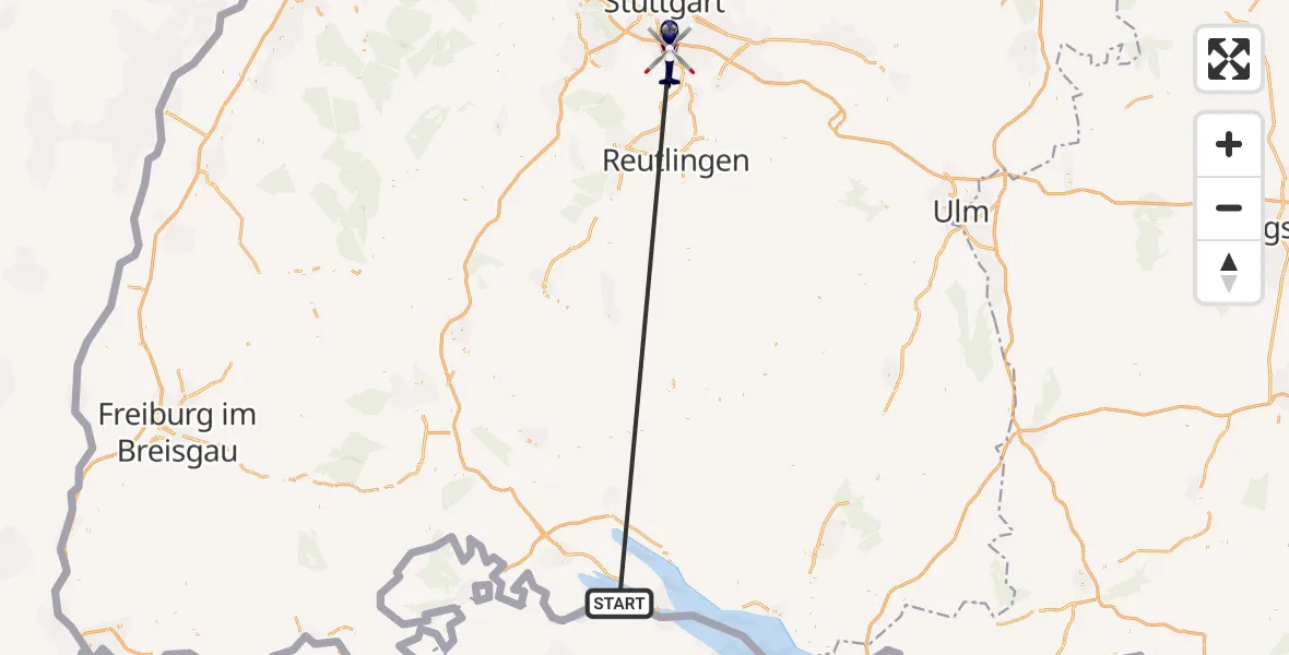 Flugroute Polizeihubschrauber Reichenau - Flughafen Stuttgart, 15 Oktober 2026, 08:54