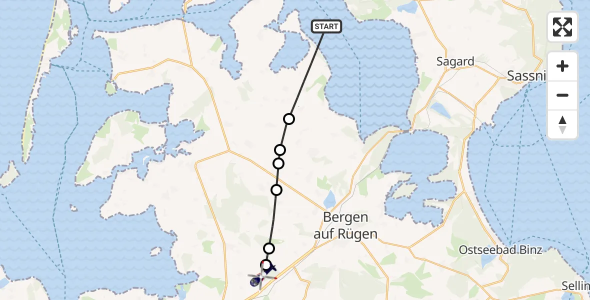 Flugroute Polizeihubschrauber Rappin - Dreschvitz, 15 Oktober 2026, 09:09